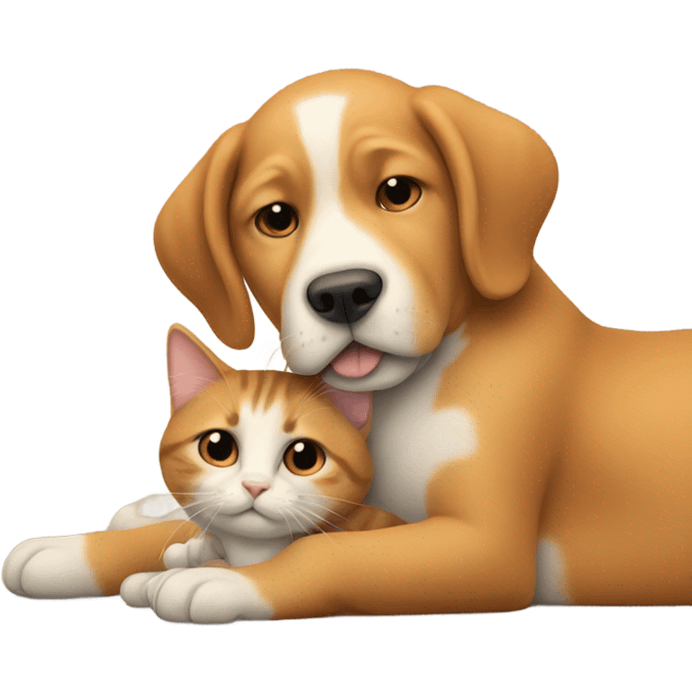 a dog hugs the cat emoji