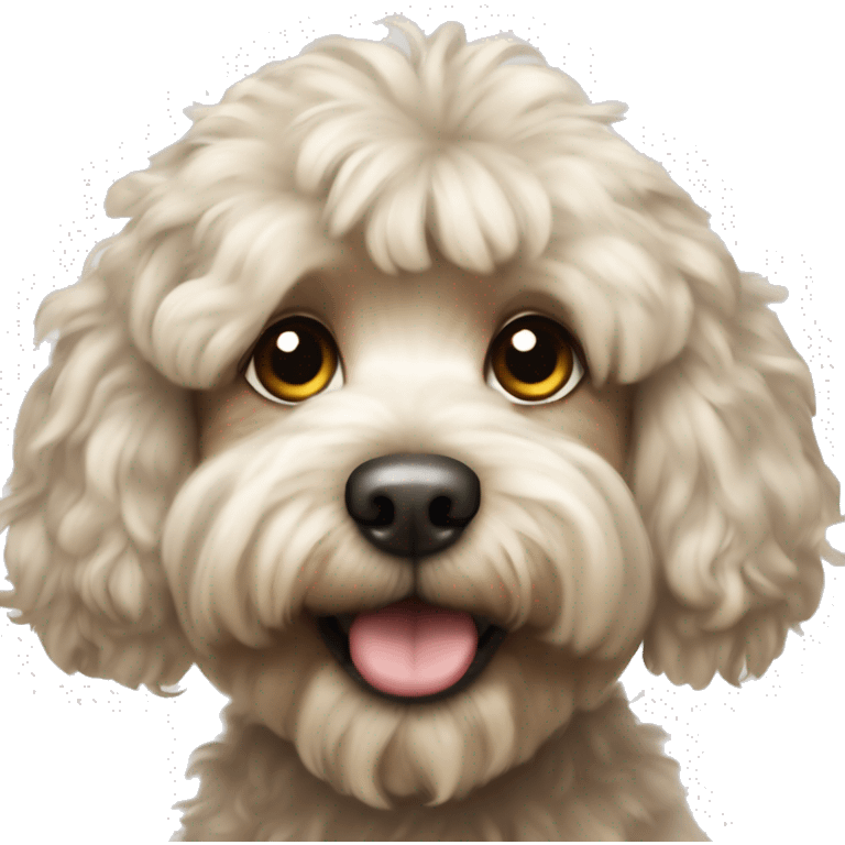 a fluffy cockapoo dog with light blown hair  emoji