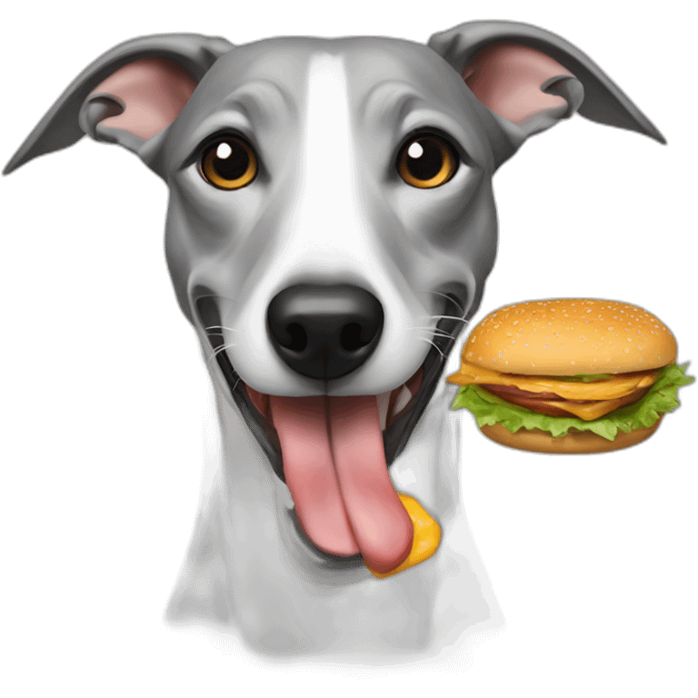 whippet eating a burger emoji