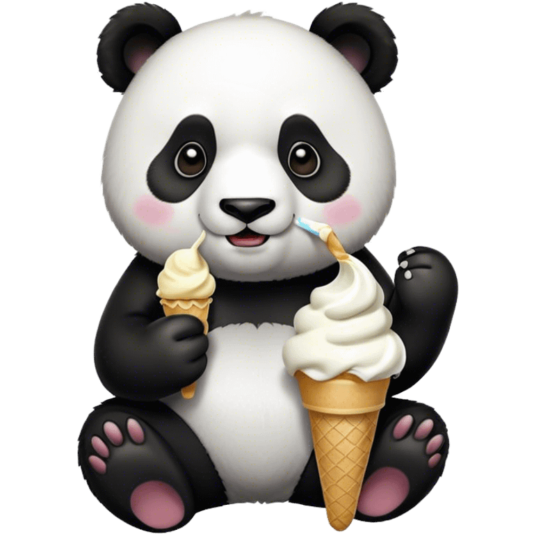 Panda eating ice cream emoji