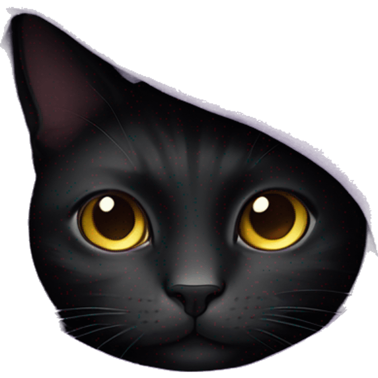 Black cat under a purple blanket emoji