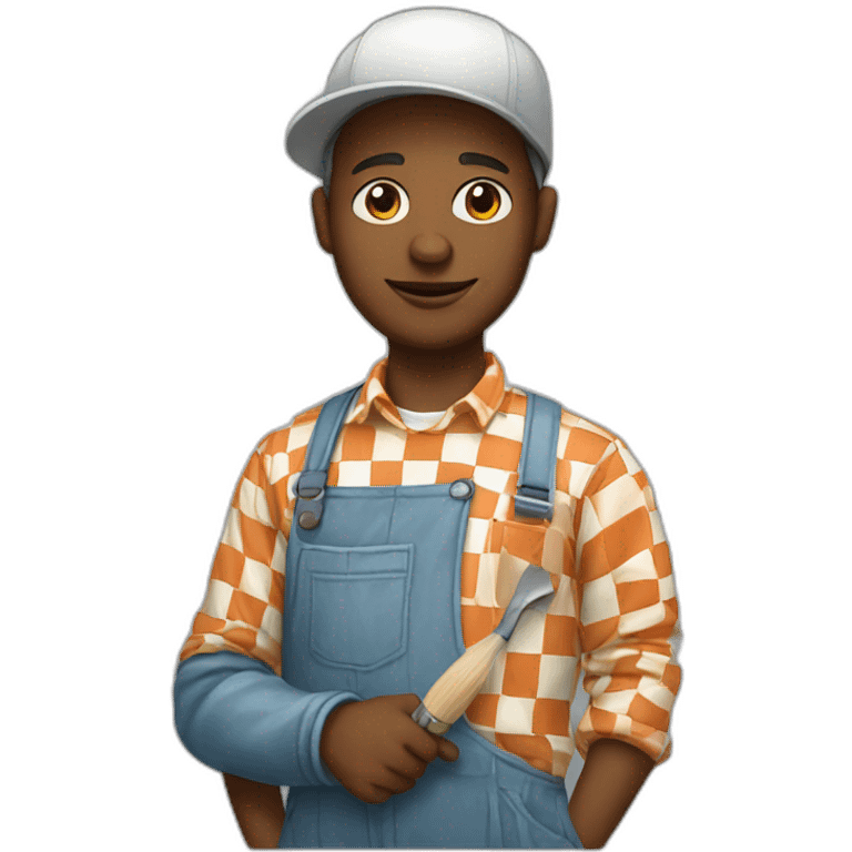 painter with checkerboard shirt emoji