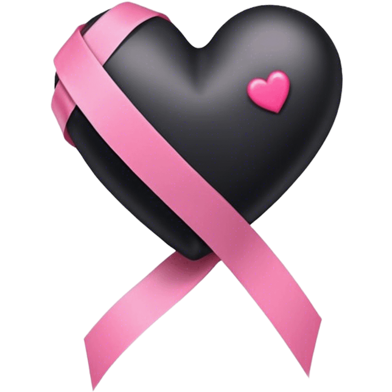 Black heart with pink ribbon  emoji