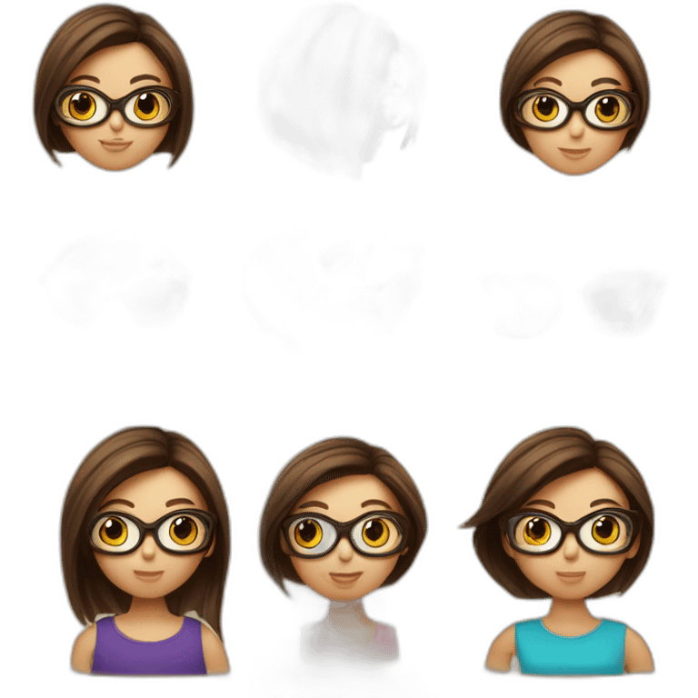 Fille a lunettes cheveux lisses brun mi-court emoji