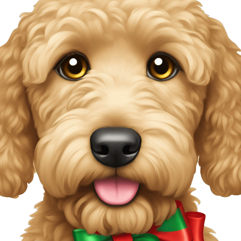 goldendoodle with christmas bow tie emoji