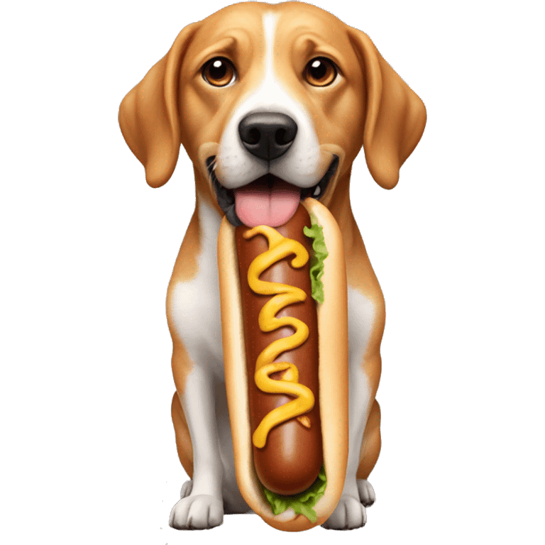 The dog eat a hotdog emoji