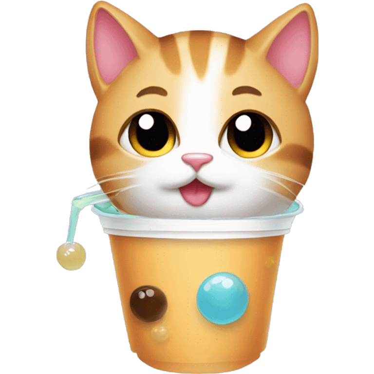 cat drinking bubble tea emoji