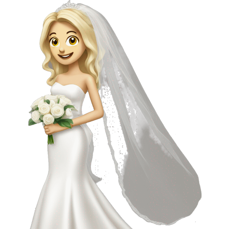 Beautiful brunette girl bride with (blonde groom)  emoji