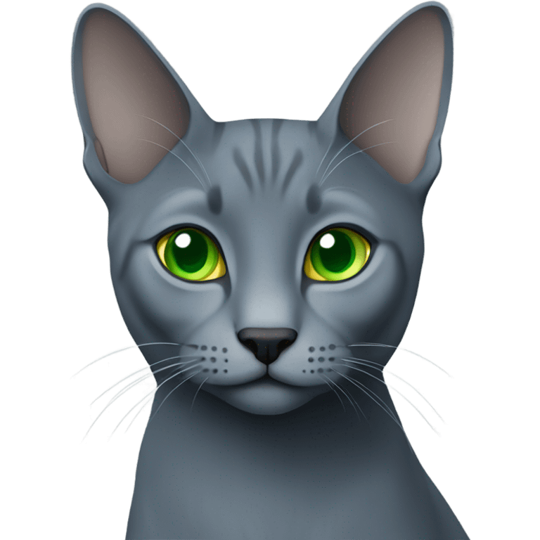 Russian blue with green eyes side profile full body seeing left side emoji