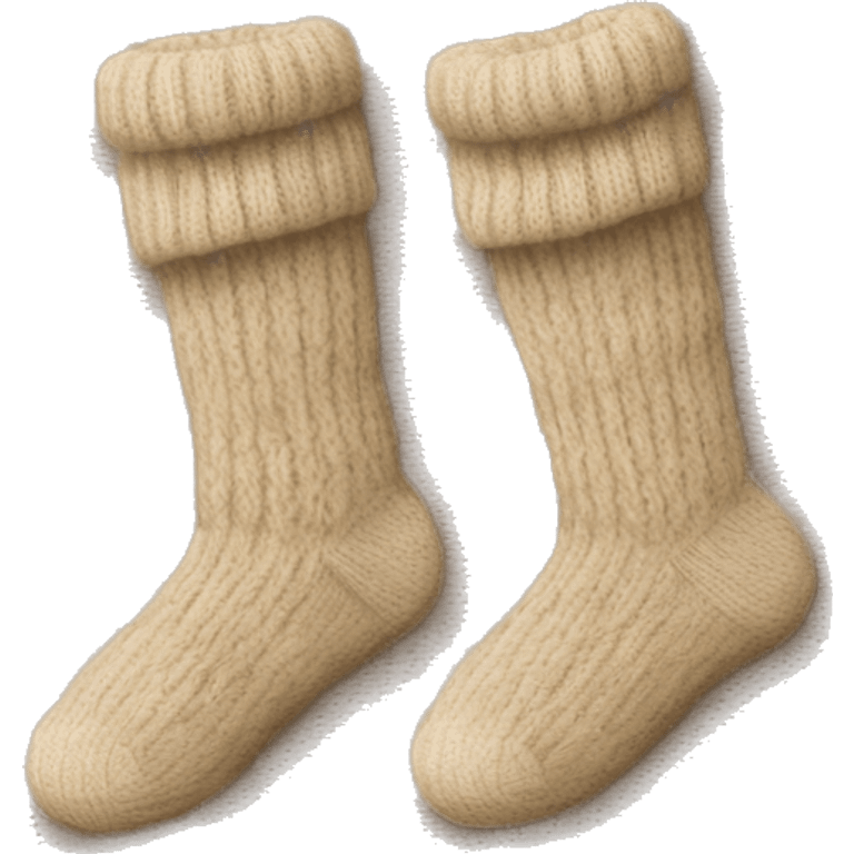 Pair of knitted beige socks emoji