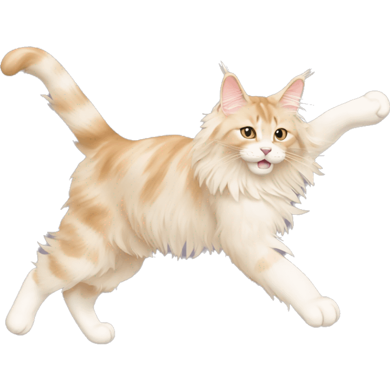 cream coloured maine coon doing a cartwheel emoji