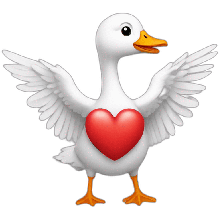 Detailed Goose holding heart in wings  emoji