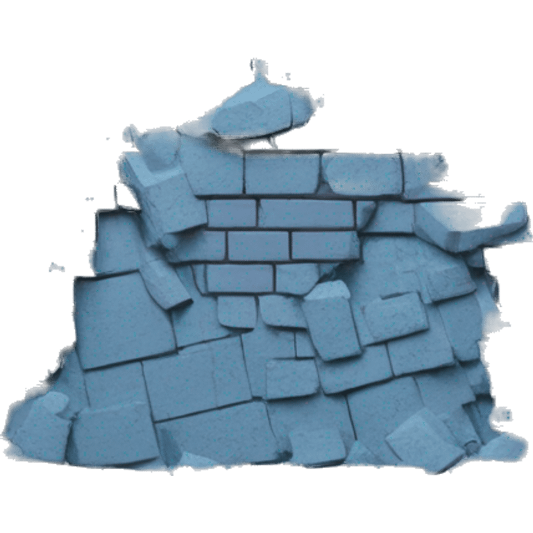 A blue brick wall crumbling down  emoji