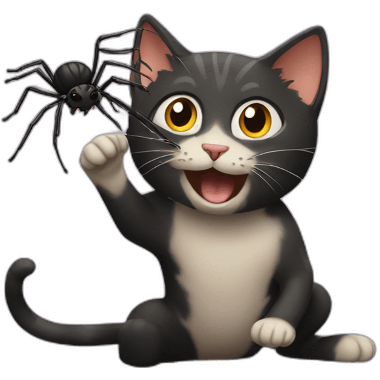 cat catching a spider emoji