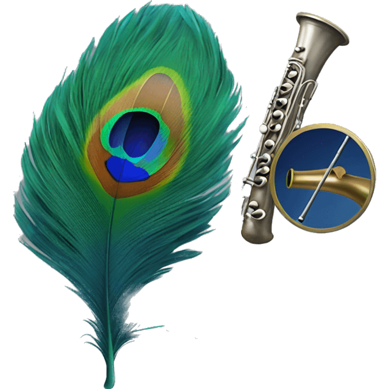 Peacock feather attached to flute emoji