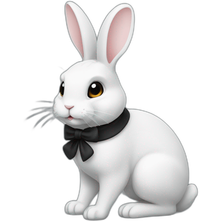 Lapin noir avec une patte blanche emoji