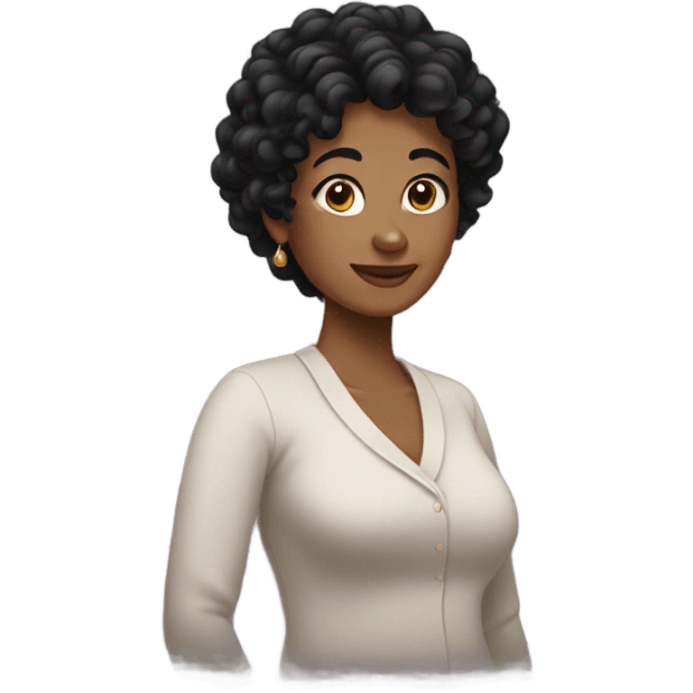 Mom with black curly hair  emoji