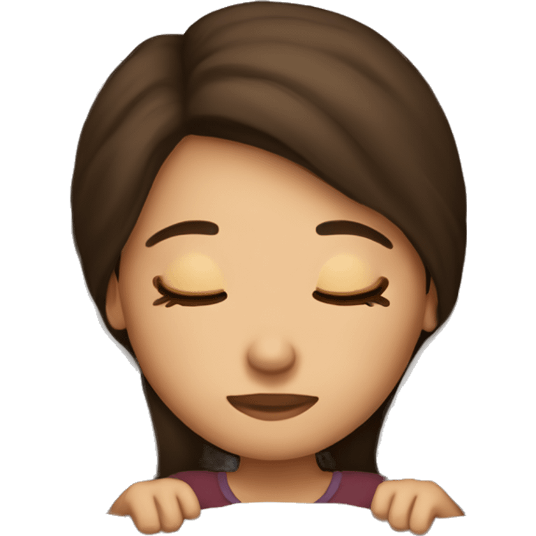 brunette girl sleeping cozy emoji