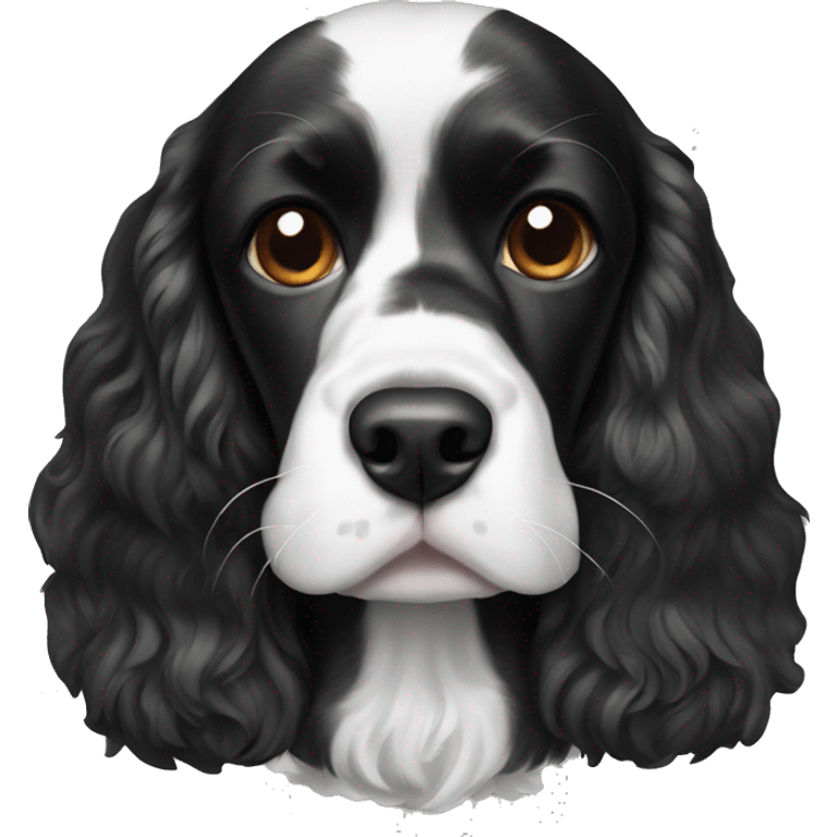 black and white cocker spaniel with nose spots emoji