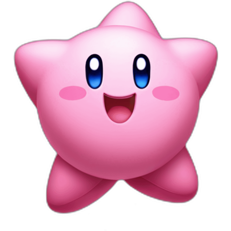 cute happy Kirby jumping on a star emoji