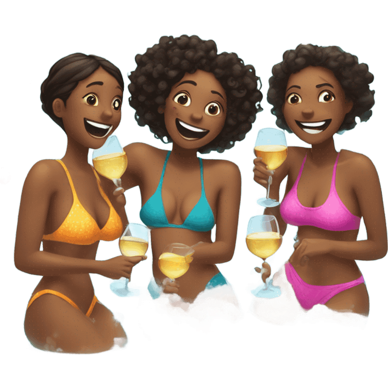 Girls night hot tub with wine  emoji