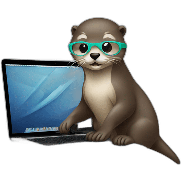 female vet otter with glasses use a macbook emoji