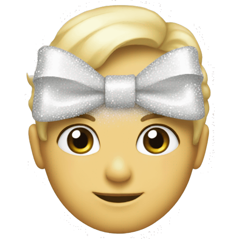 A white bow with glitters emoji