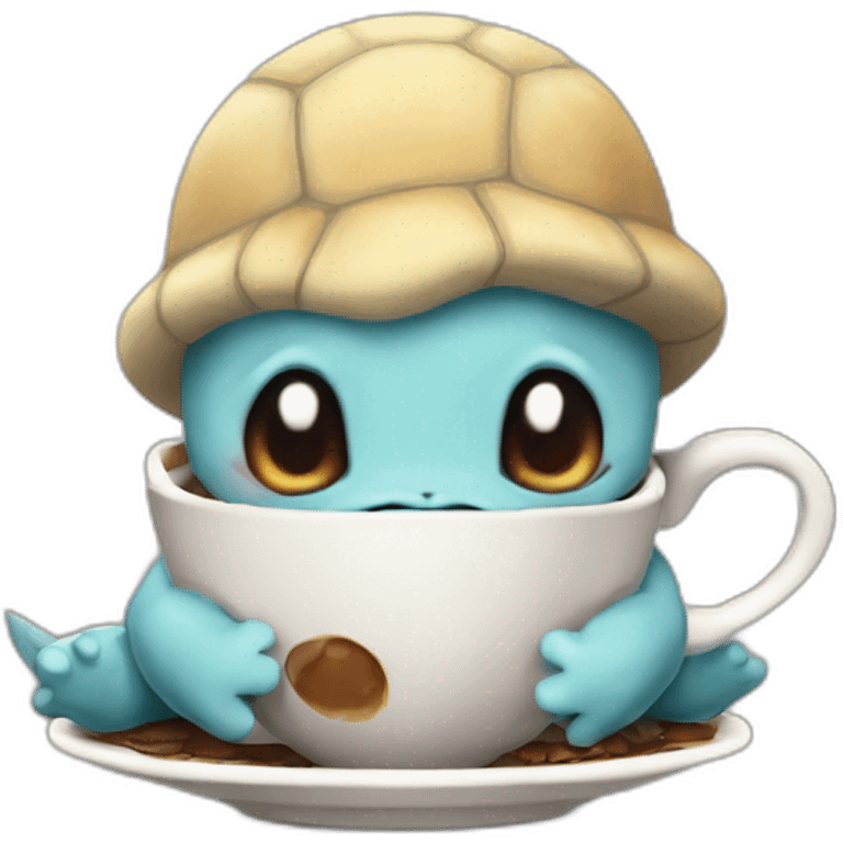 sad Squirtle with a cup of coffee emoji