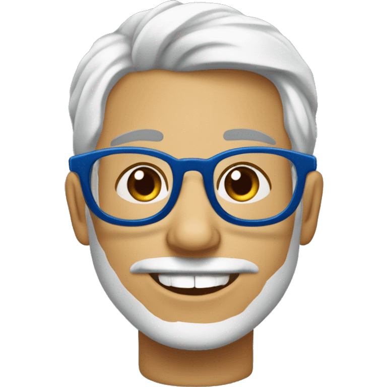 Chico con lentes azules, un lunar chiquito arriba de su boca en la derecha, morenito, de peinado de lado  emoji