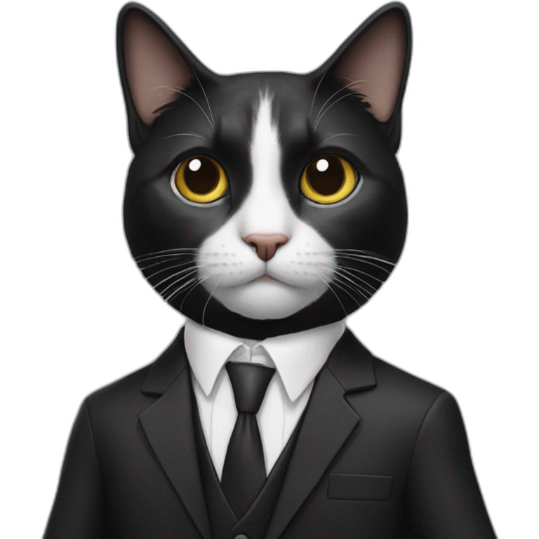 tuxedo cat, in a suit and tie emoji