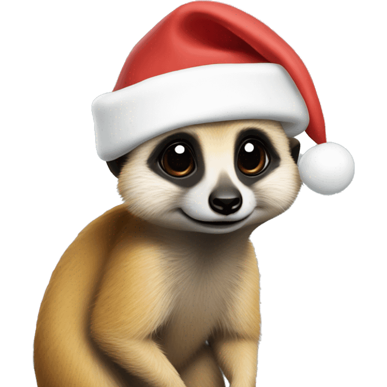 Meerkat with a Santa hat and a Christmas tree ball in his paws emoji