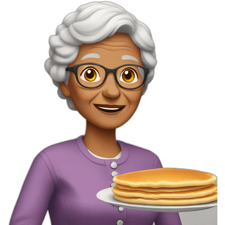 Granny with pancakes emoji