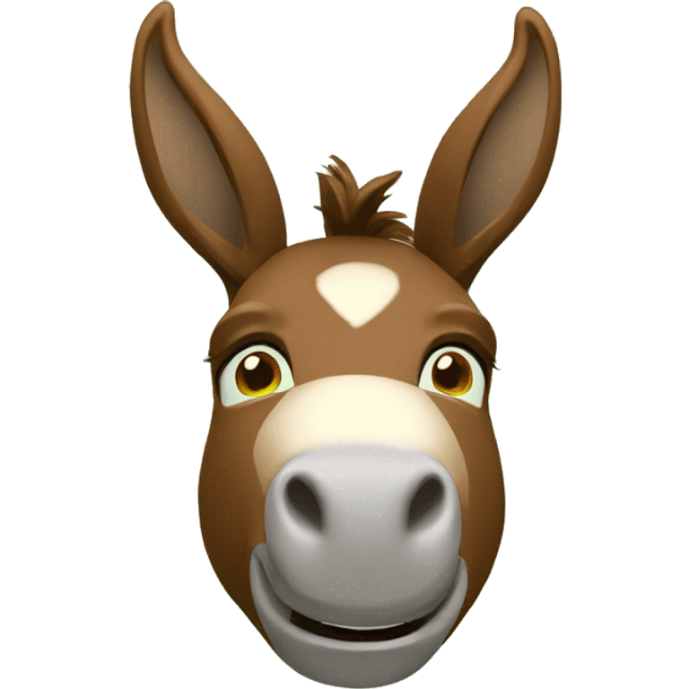 innocent brown donkey face and green background 3d emoji