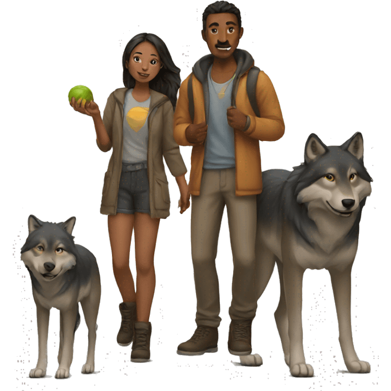 humans and wolves emoji