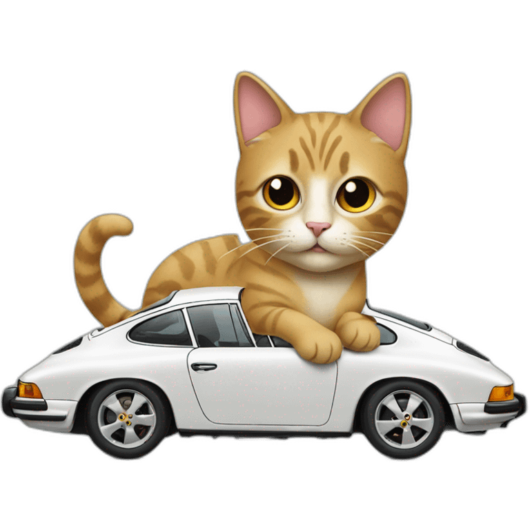 Cat driwing a Porsche  emoji