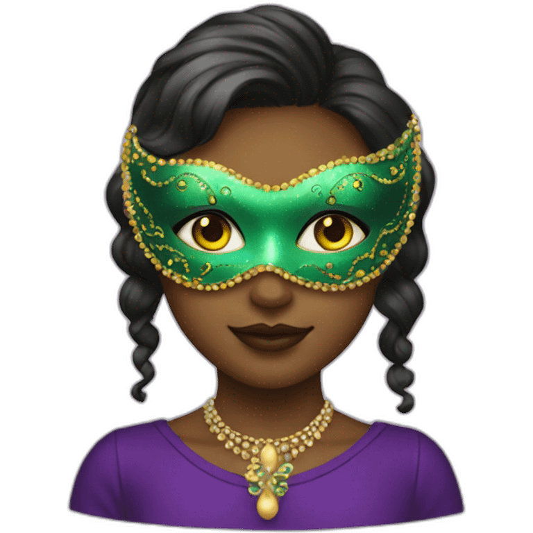 girl wearing a mardi gras mask emoji