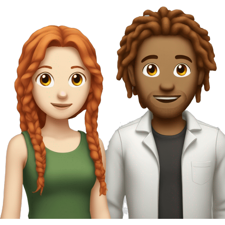 Guy with dreadlocks and redhead girl emoji