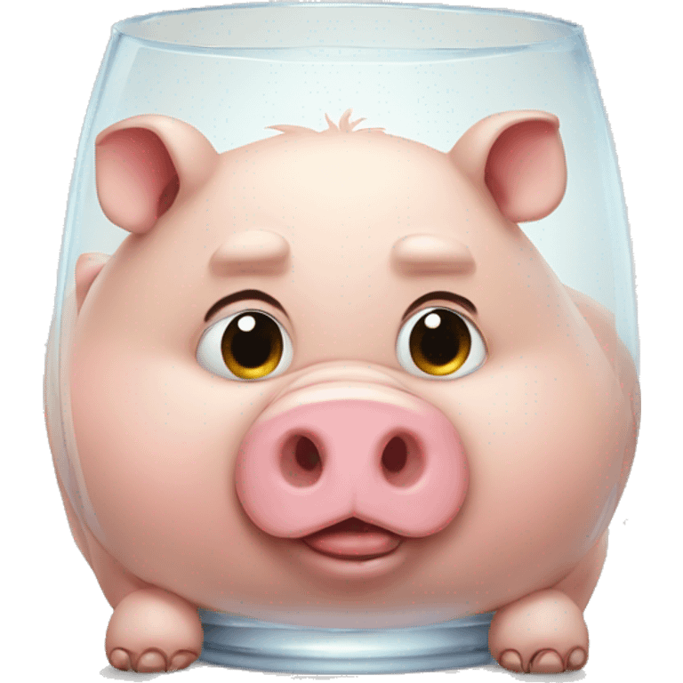 Big fat pig with huge glass of bear emoji