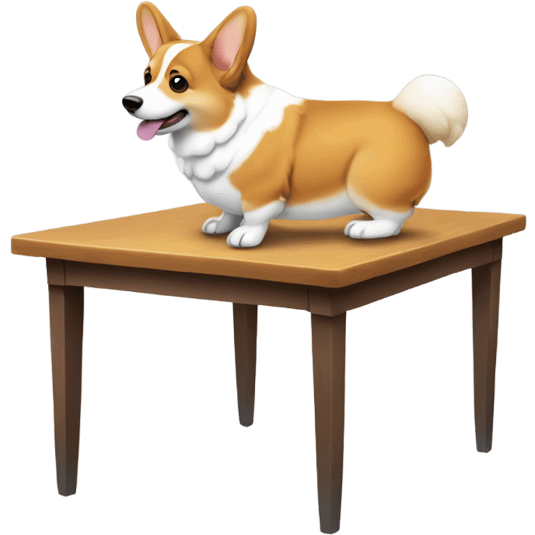 Corgi peeing on a table emoji