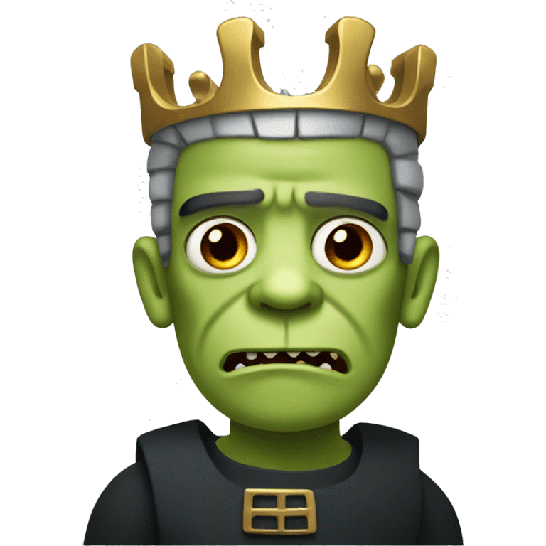 Frankenstein's Monster with short tusks, bald head, red sideburns, gold crown emoji