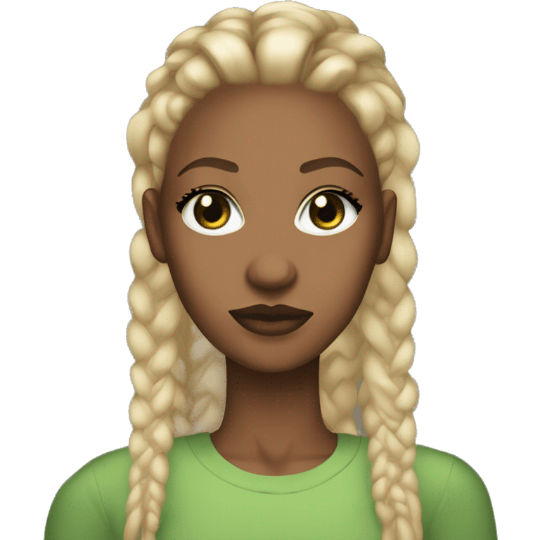 pretty black woman blonde cornrows green almond eyes full lips emoji