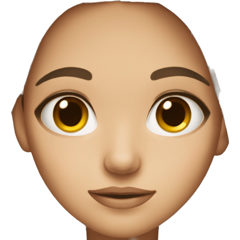 Girl with brown eyes brown hair and acne emoji