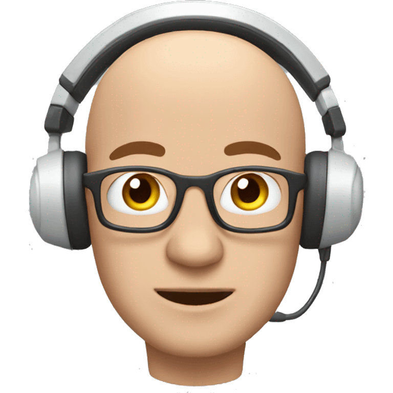 Bald man with a headset and a pc emoji