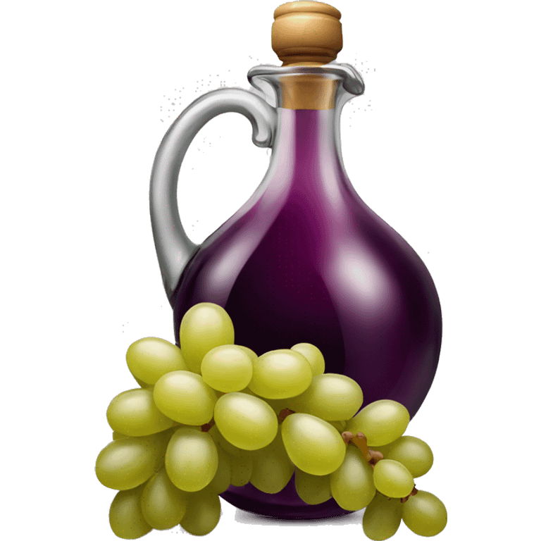 vintage carafe of wine with grape and glass emoji