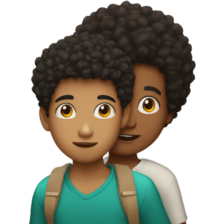 Boy afro kissing boy Mexican emoji