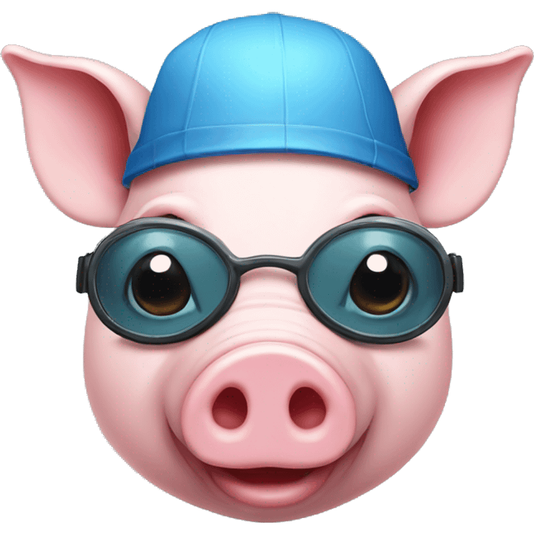 Head of a pig with a swimming cap and goggles emoji