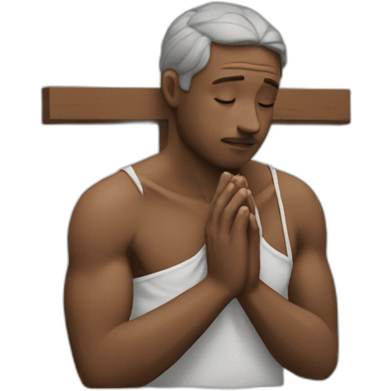 Man praying to crucifix  emoji