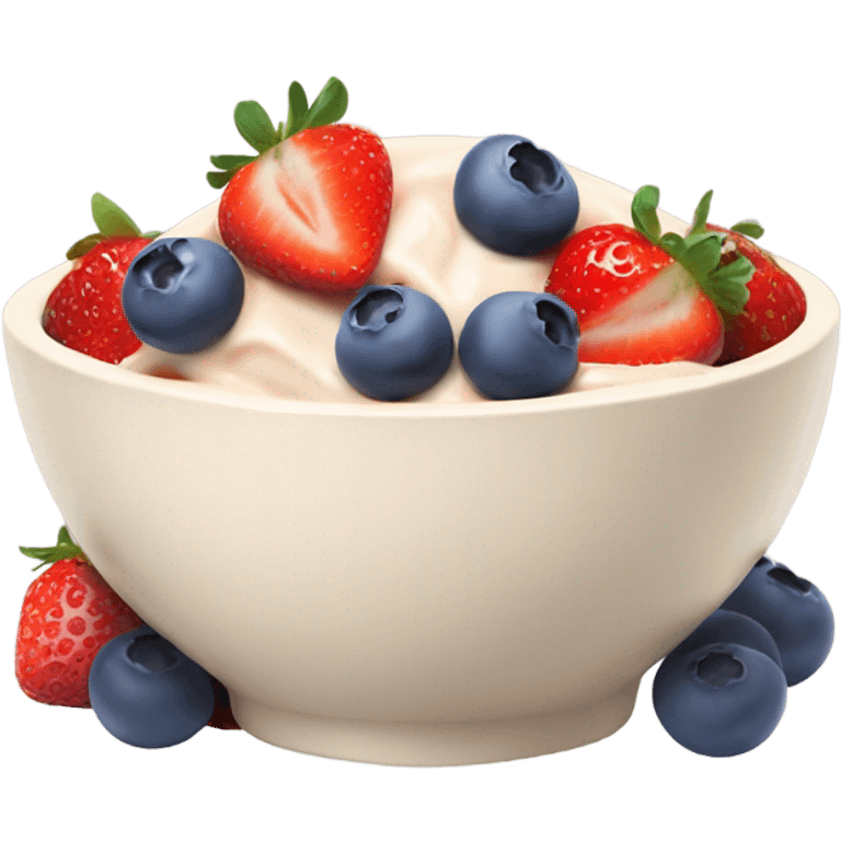 yoghurt bowl with blueberries and strawberries nude colour bowl emoji