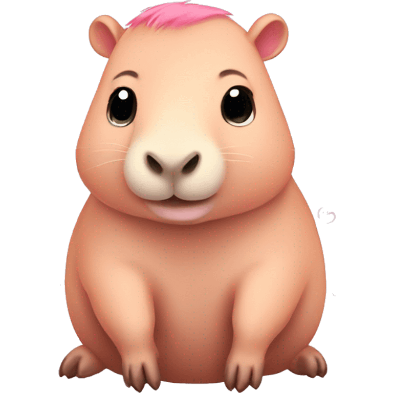 Cute light pink capybara with hearts emoji