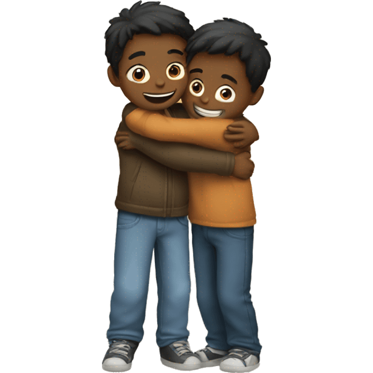 two boys hugging emoji